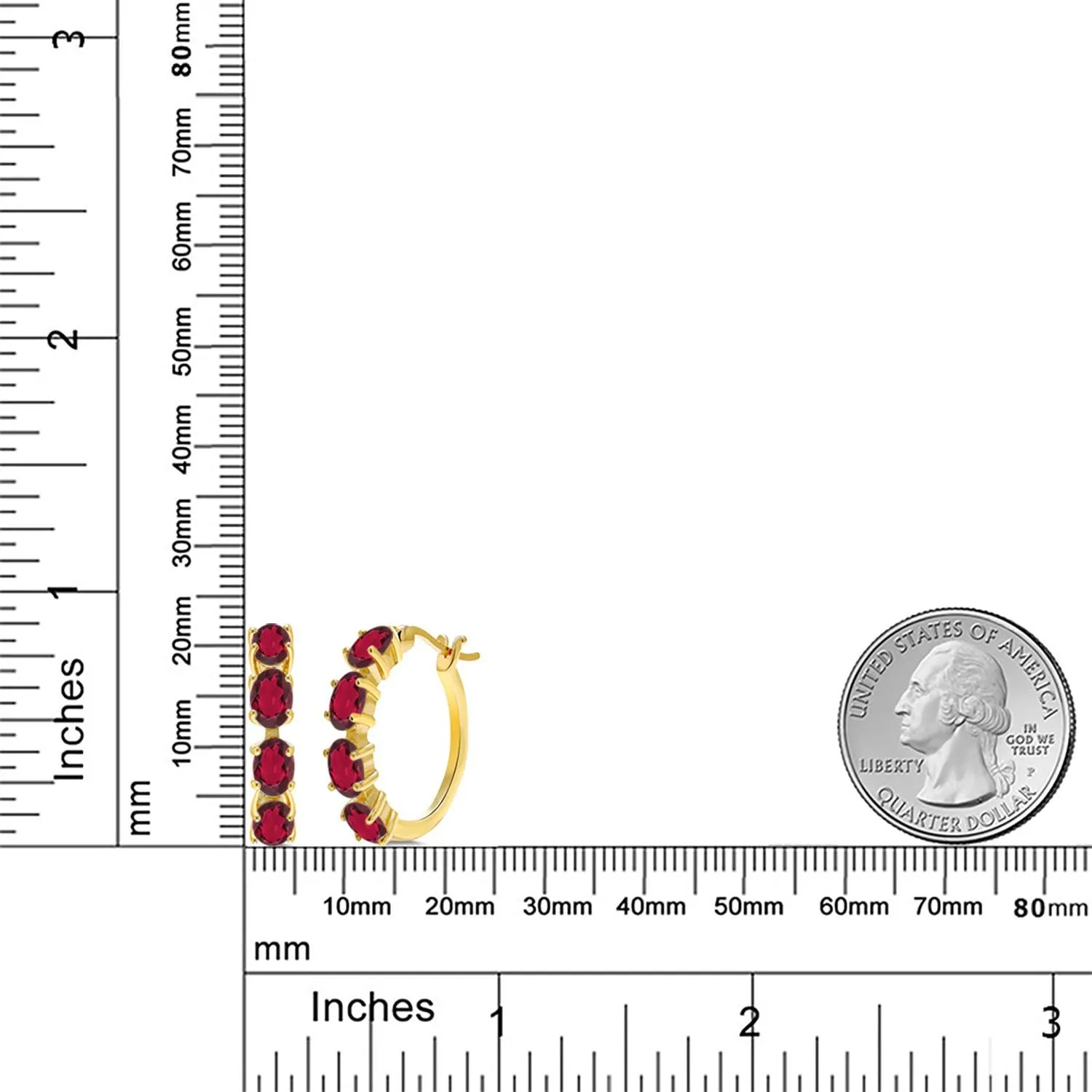 Gem Stone King 18K Yellow Gold Plated Silver Oval Gemstone Birthstone Hoop Earrings For Women | Oval 6X4MM | 22MM = 0.85 Inch | Gold Hoop Earrings | Fine Jewelry Gifts for Her Mom Women Wife