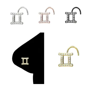 Gemini Zodiac Nose Stud Indian Nose Piercing Handmade Nose Jewelry Gold Nose Rings