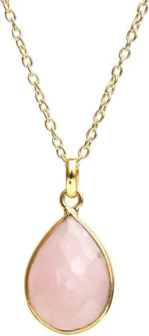 Gempires Lightweight Teardrop Crystal Pendant Necklace Handmade Gemstone Bezel Jewelry Hypoallergenic Unique Everyday Wear Jewelry For Womens 18- Inch Adjustable Chain