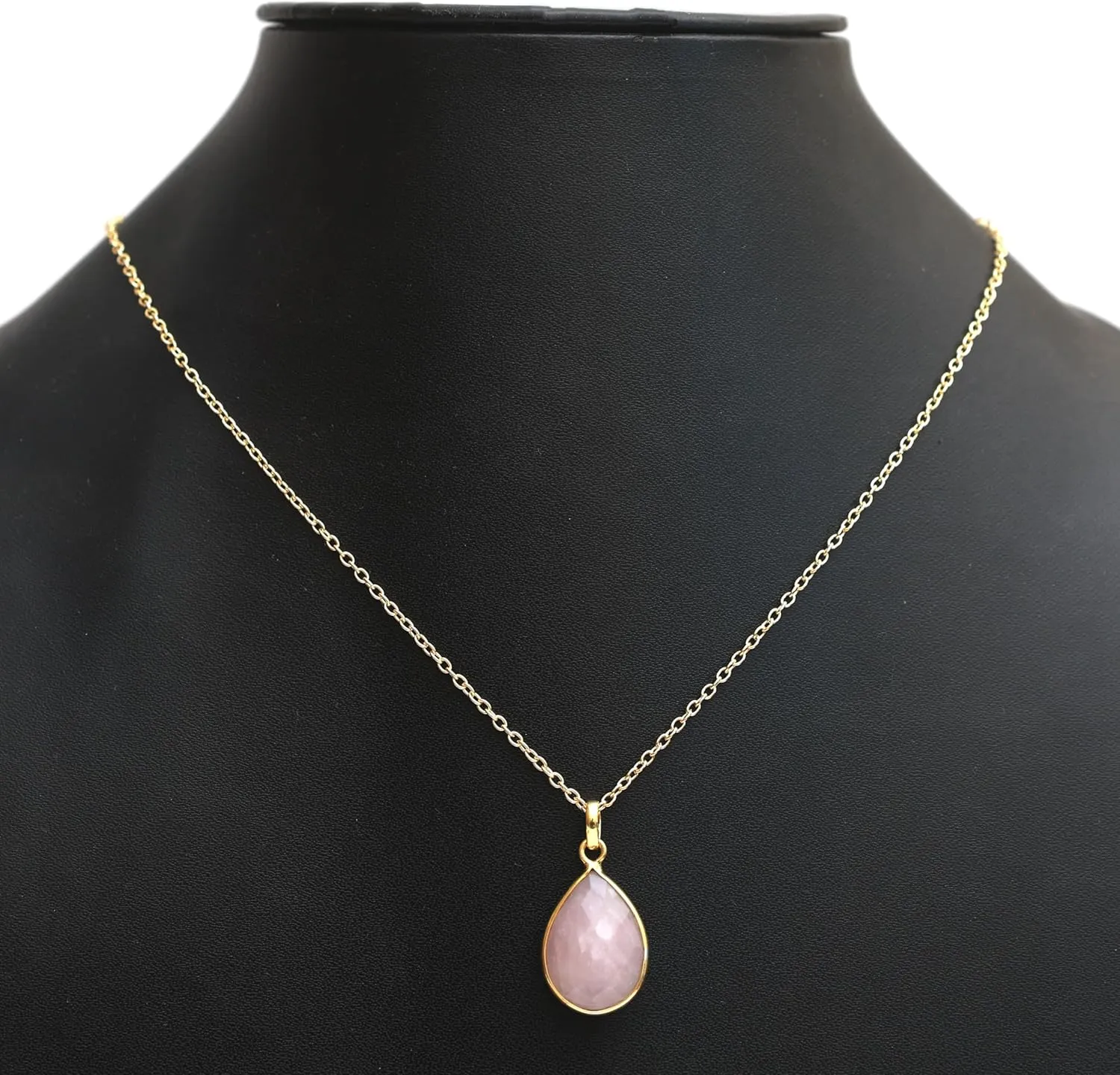 Gempires Lightweight Teardrop Crystal Pendant Necklace Handmade Gemstone Bezel Jewelry Hypoallergenic Unique Everyday Wear Jewelry For Womens 18- Inch Adjustable Chain