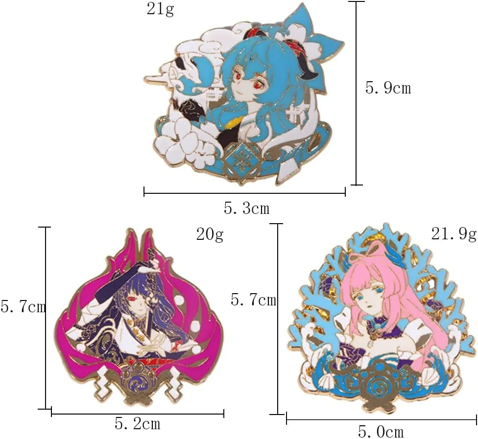Genshin Impact Hutao Brooch Pin - Hutao Characters Cosplay Enamel Brooch Lapel Pin - Gift for Fans, Women and Girls