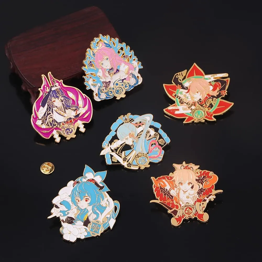 Genshin Impact Hutao Brooch Pin - Hutao Characters Cosplay Enamel Brooch Lapel Pin - Gift for Fans, Women and Girls