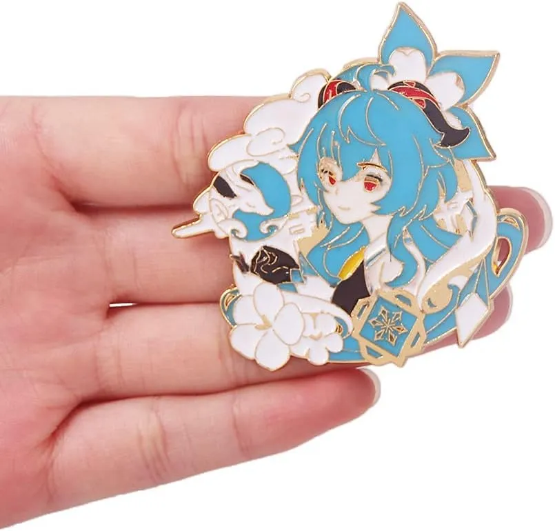 Genshin Impact Hutao Brooch Pin - Hutao Characters Cosplay Enamel Brooch Lapel Pin - Gift for Fans, Women and Girls