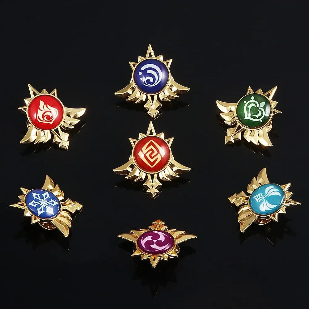 Genshin Impact Vision Brooch Pins - Eye of God Luminous Brooch - Game Project Accessories for Women