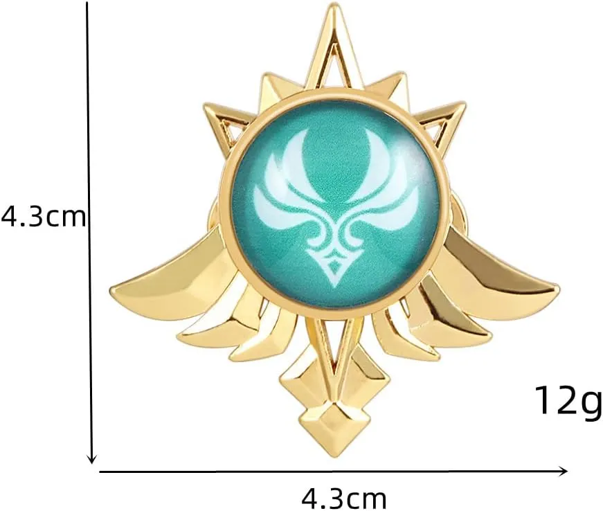 Genshin Impact Vision Brooch Pins - Eye of God Luminous Brooch - Game Project Accessories for Women