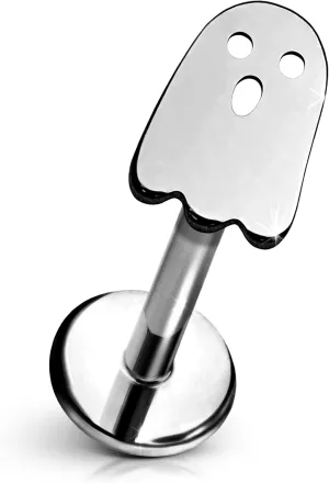 Ghost Flat Back Stud  Single Titanium Earring, Push Pin Design for Sensitive Ears  (Single Earring)