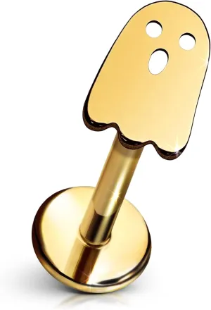 Ghost Flat Back Stud  Single Titanium Earring, Push Pin Design for Sensitive Ears  (Single Earring)