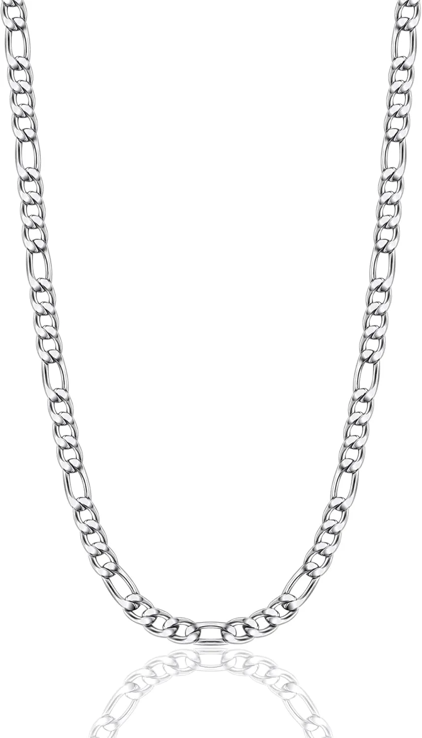 Giftall Figaro Chain Necklace Stainless Steel Chains for Men Women Jewelry Wide 4mm 5mm