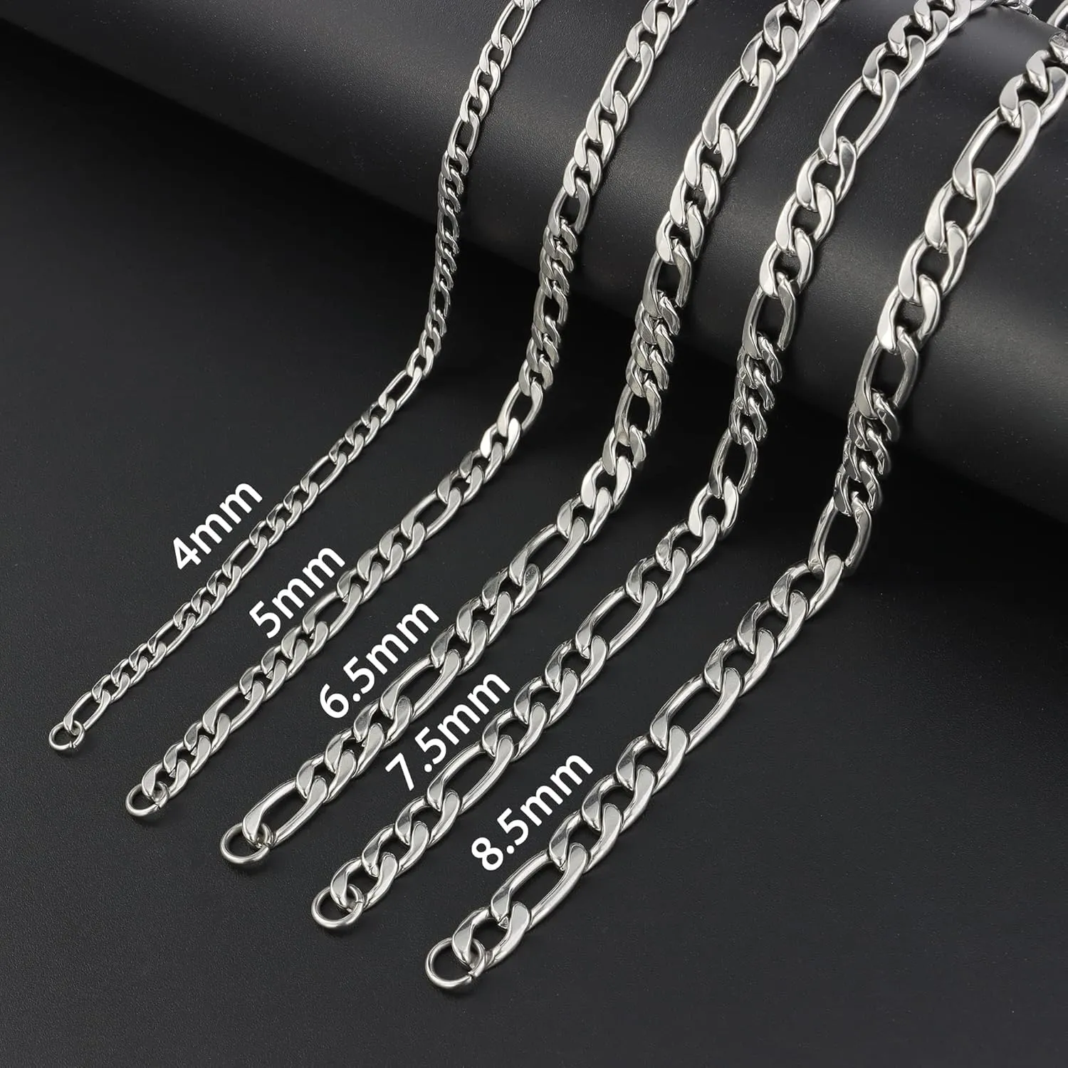 Giftall Figaro Chain Necklace Stainless Steel Chains for Men Women Jewelry Wide 4mm 5mm