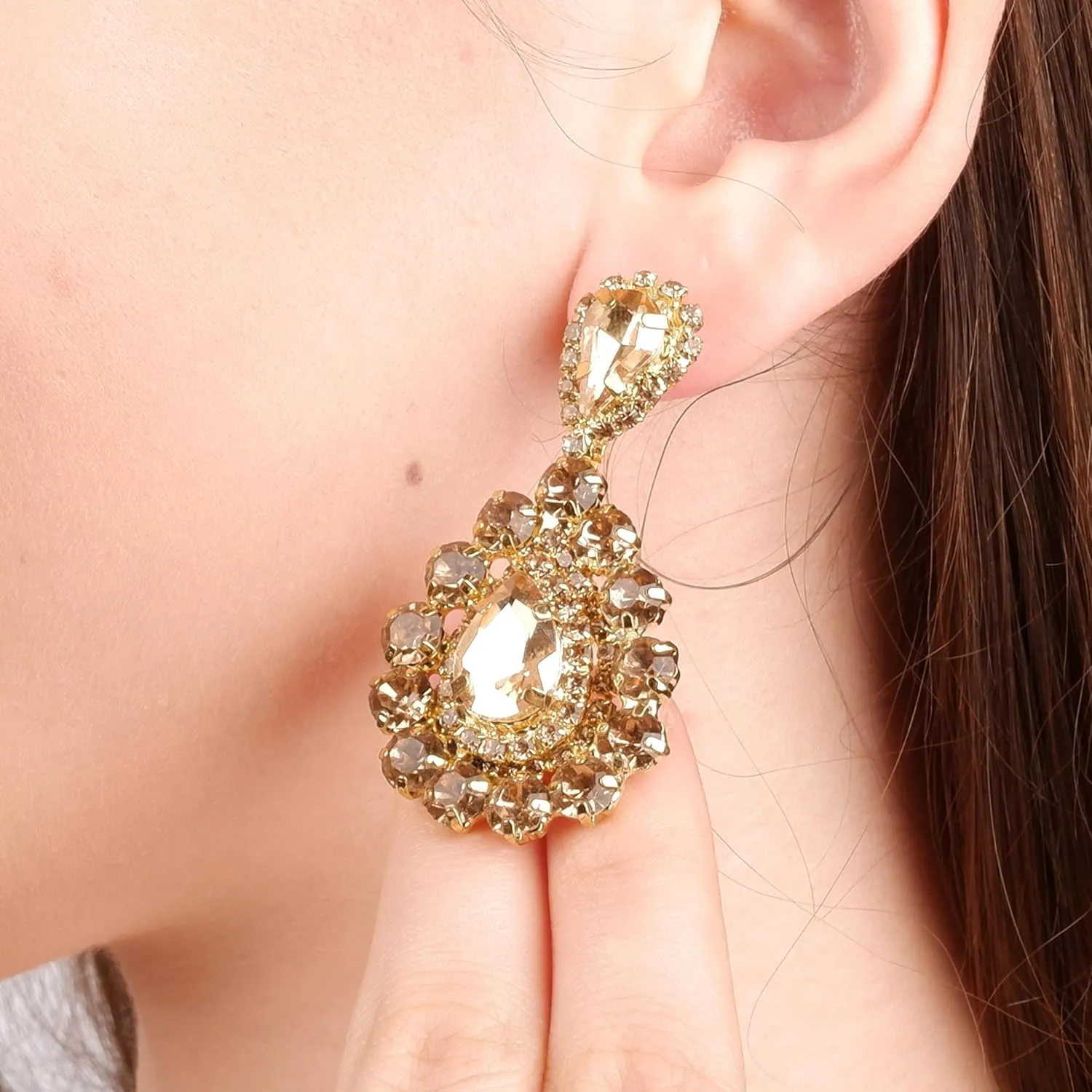 Glass Stone Crystal Bridal Earrings | Women's Dangle Jewelry Gift for Brides, Bridesmaids, Prom and Wedding Parties