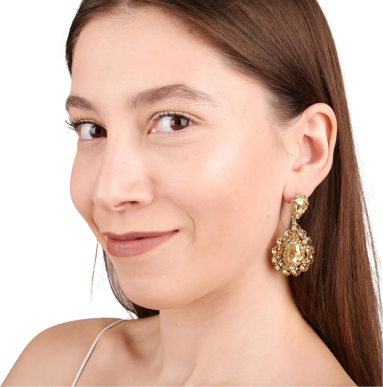 Glass Stone Crystal Bridal Earrings | Women's Dangle Jewelry Gift for Brides, Bridesmaids, Prom and Wedding Parties