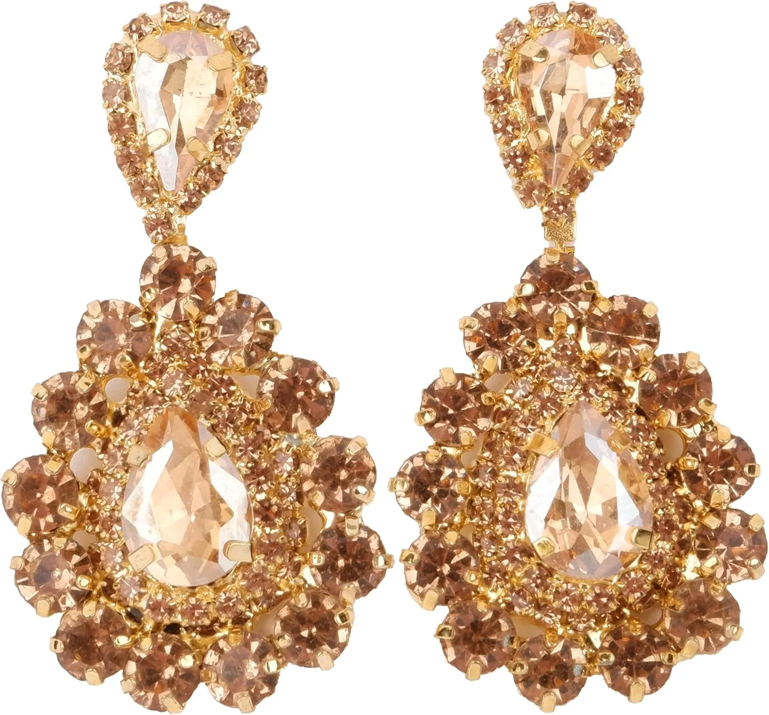 Glass Stone Crystal Bridal Earrings | Women's Dangle Jewelry Gift for Brides, Bridesmaids, Prom and Wedding Parties
