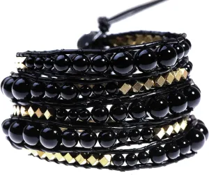 globi Natural Stone Wrap Bracelet For Women/Men | Adjustable Multilayer Genuine Leather Boho Handmade Beaded Bracelet