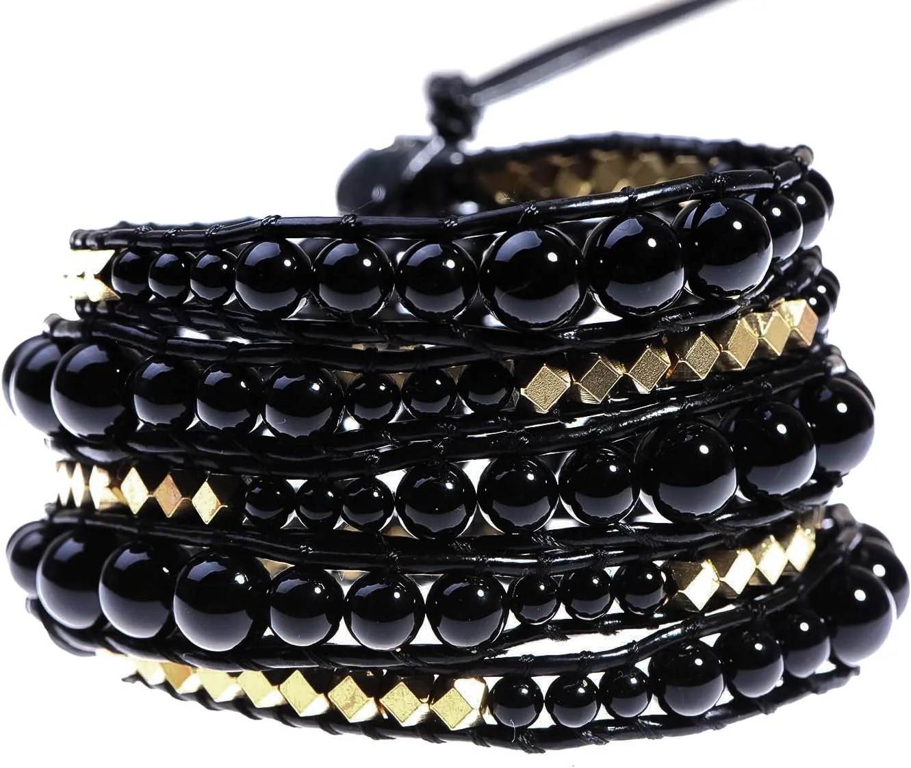 globi Natural Stone Wrap Bracelet For Women/Men | Adjustable Multilayer Genuine Leather Boho Handmade Beaded Bracelet