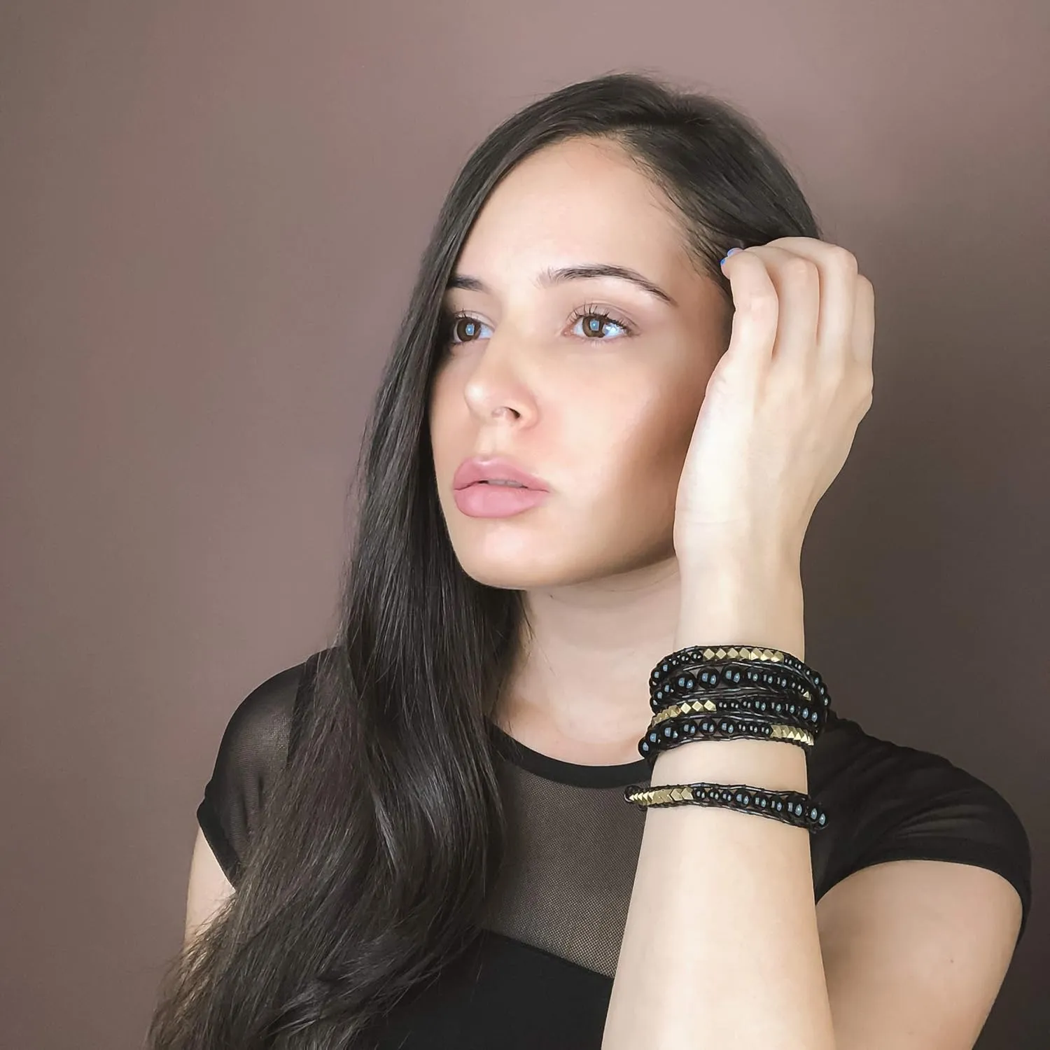 globi Natural Stone Wrap Bracelet For Women/Men | Adjustable Multilayer Genuine Leather Boho Handmade Beaded Bracelet