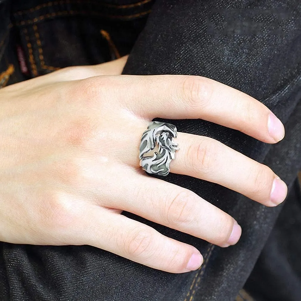 Glow in The Dark Rings Luminous Dragon Ring for Men and Women Allergy Free Gothic Punk Creative Embossed Dragon Pattern Animal Ring Glowing Halloween Anniversary Party Jewelry Light-Emitting Gift