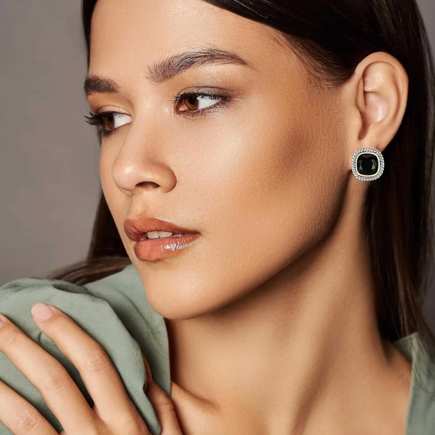 Gold and Silver Hoop Earrings for Women, Dainty Crystal Ear Cuff Clip On Earrings Hypoallergenic Stud Costume Jewelry for Her