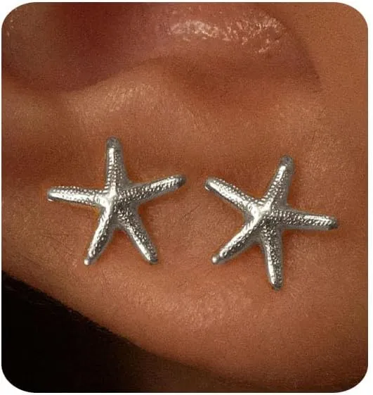 Gold Earrings for Women Trendy 14K Gold Plated Small Starfish Stud Earrings Dainty Lightweight Minimalist Simple Hypoallergenic Earrings Jewelry Gifts for Her