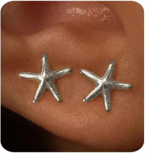 Gold Earrings for Women Trendy 14K Gold Plated Small Starfish Stud Earrings Dainty Lightweight Minimalist Simple Hypoallergenic Earrings Jewelry Gifts for Her
