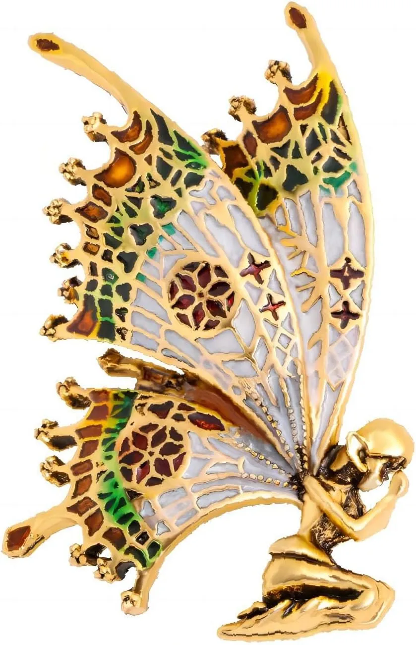 Gold Guardian Angel Brooch Pin for Women Fashion Cute Butterfly Wings Beauty Brooch Lapel Pins Brooches Suit Accessories Aesthetic Pins for Hat/Backpack Preppy