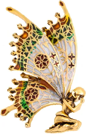 Gold Guardian Angel Brooch Pin for Women Fashion Cute Butterfly Wings Beauty Brooch Lapel Pins Brooches Suit Accessories Aesthetic Pins for Hat/Backpack Preppy