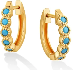 Gold Huggie Hoop Earrings 14K Gold Plated Dainty Chunky Thick Hoop Diamond Cubic Zriconia Inlay Sleeper Tiny Delicate Boho Beach Simple Hypoallergenic Jewelry Gift for Her