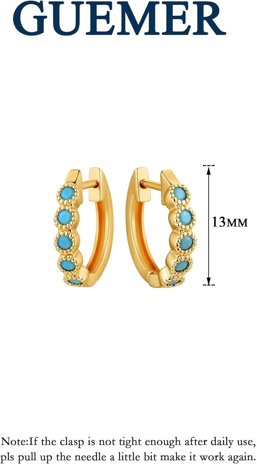Gold Huggie Hoop Earrings 14K Gold Plated Dainty Chunky Thick Hoop Diamond Cubic Zriconia Inlay Sleeper Tiny Delicate Boho Beach Simple Hypoallergenic Jewelry Gift for Her