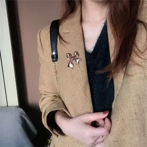 Gold Red Bow Brooch Pin for Women Girls Matte Gold Plated Fashion Enamel Bowknot Brooches Lapel Pins Dainty Dress Accessories Holiday Festival Christmas Jewelry Gift
