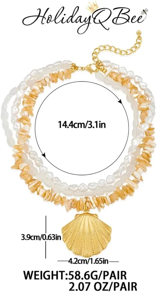 Gold Seashell Necklace For Women With Beach Sand And Bead Starfish Choker Necklace Ocean Chains Necklace Fashion Summer Necklace Jewelry