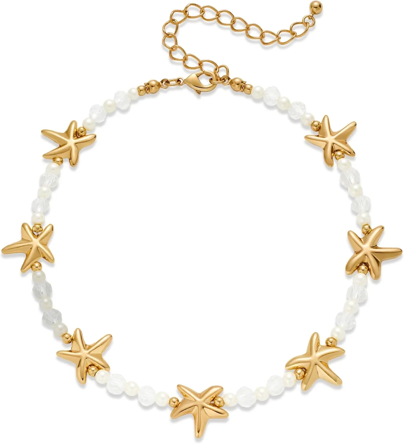 Gold Seashell Necklace For Women With Beach Sand And Bead Starfish Choker Necklace Ocean Chains Necklace Fashion Summer Necklace Jewelry