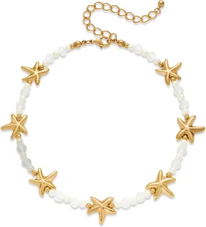 Gold Seashell Necklace For Women With Beach Sand And Bead Starfish Choker Necklace Ocean Chains Necklace Fashion Summer Necklace Jewelry