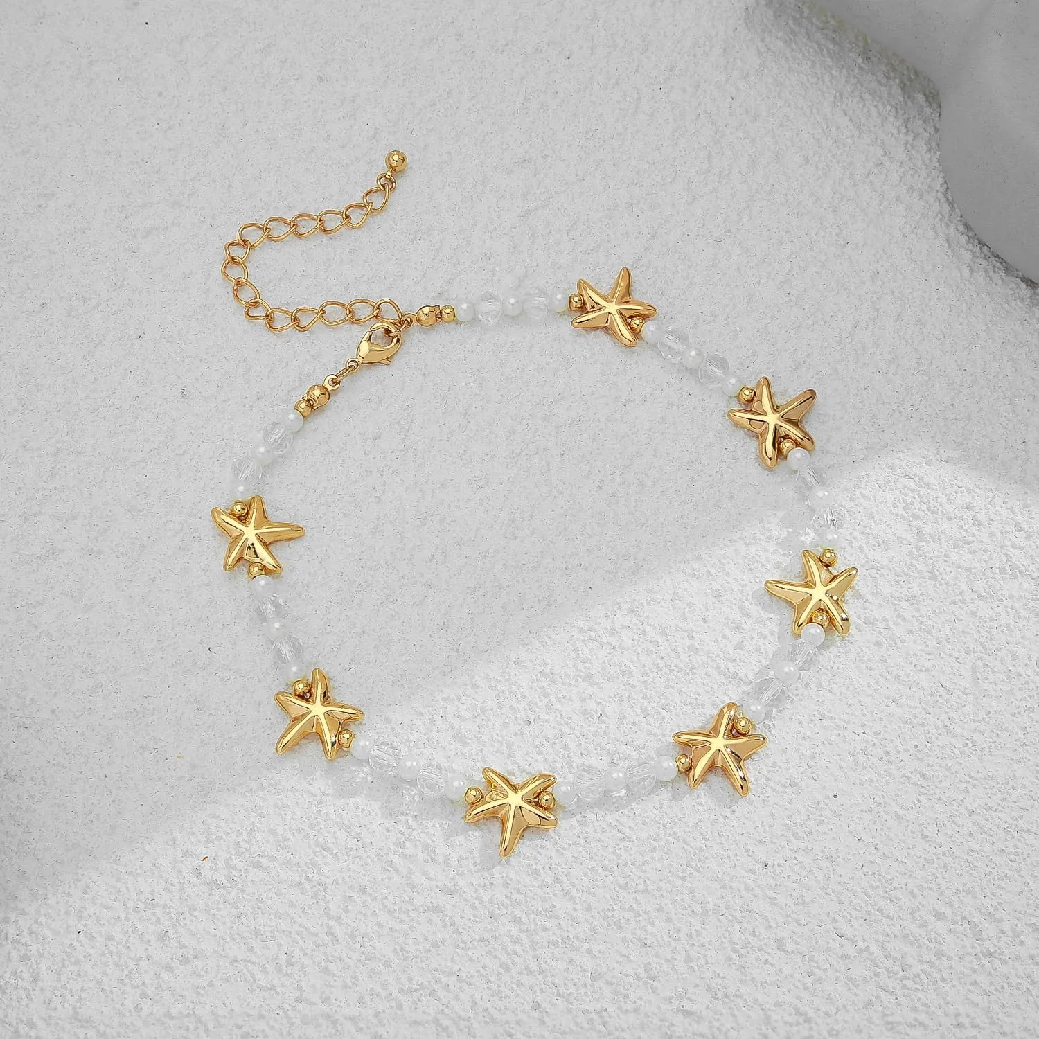Gold Seashell Necklace For Women With Beach Sand And Bead Starfish Choker Necklace Ocean Chains Necklace Fashion Summer Necklace Jewelry