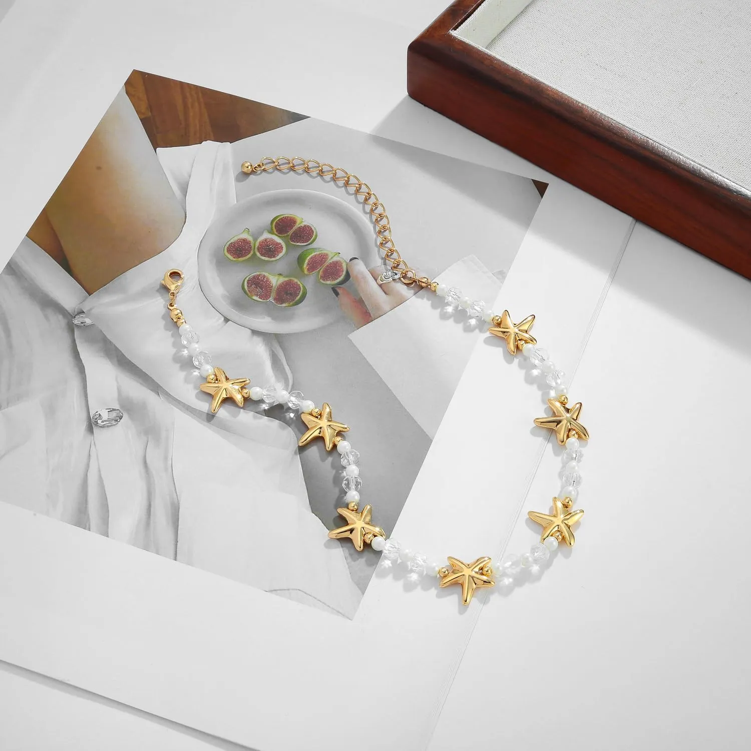 Gold Seashell Necklace For Women With Beach Sand And Bead Starfish Choker Necklace Ocean Chains Necklace Fashion Summer Necklace Jewelry