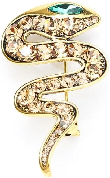 Gold Snake Brooches Pins for Women Men Snake Enamel Lapel Pins Crystal Rhinestone Accessories Powerful Animal Insect Clothing Coat Jacket Lapel Jewelry Gifts