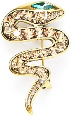 Gold Snake Brooches Pins for Women Men Snake Enamel Lapel Pins Crystal Rhinestone Accessories Powerful Animal Insect Clothing Coat Jacket Lapel Jewelry Gifts