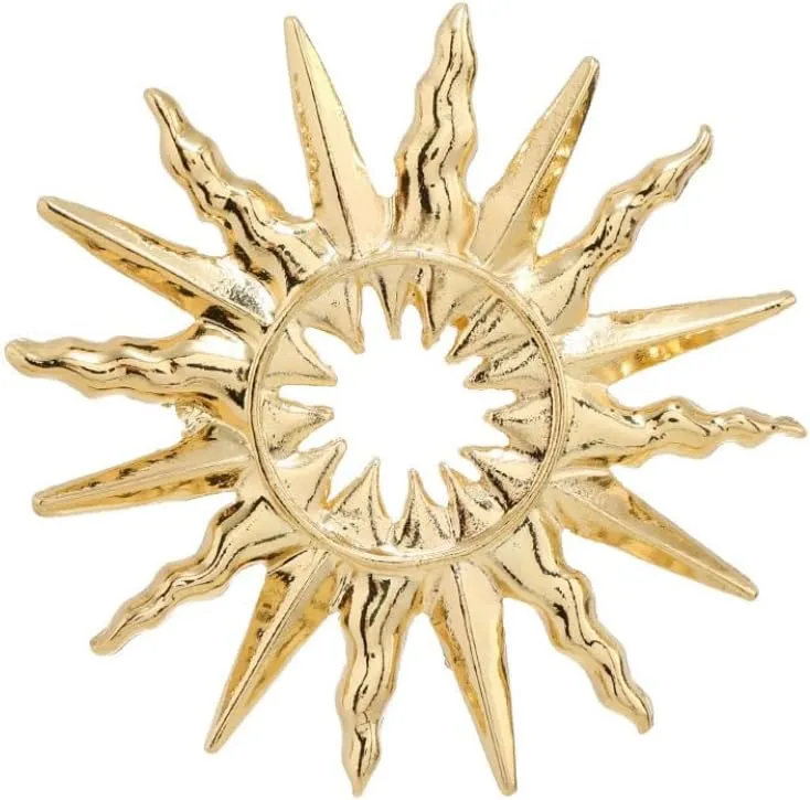 Gold Sun Brooch Pin for Women Girls Fashion Gold Tone Celestial Brooches Lapel Pins Dainty Suit Hat Dress Accessories Birthday Holiday Jewelry Gift