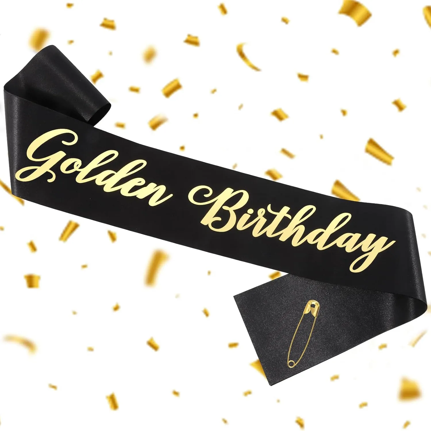 Golden Birthday Sash for Women Girls and MenBlack Glitter Sash with Gold Foil for Golden Birthday Party Decorations Party Favors Birthday Gifts
