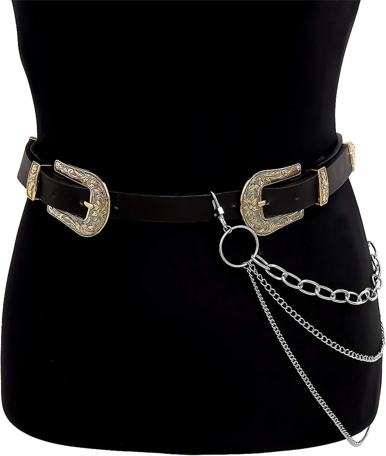 Goth Street Butterfly Belt Waist Body Chain Jewelry - Gold Cuban Layered Jean Pants Belt Chains