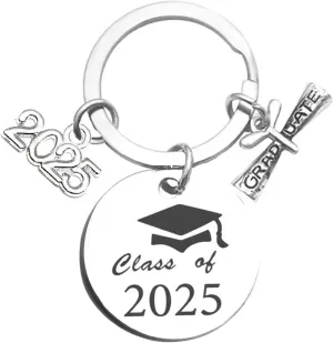 Graduation Keychain Unique Class of 2025 Key Chains Funny Grad Student Gifts from Teacher Stainless Steel Keyring