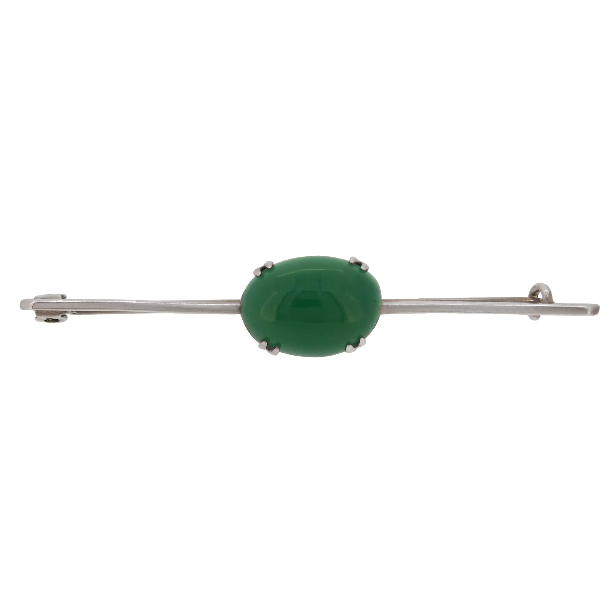 Green Carnelian Set Bar Brooch