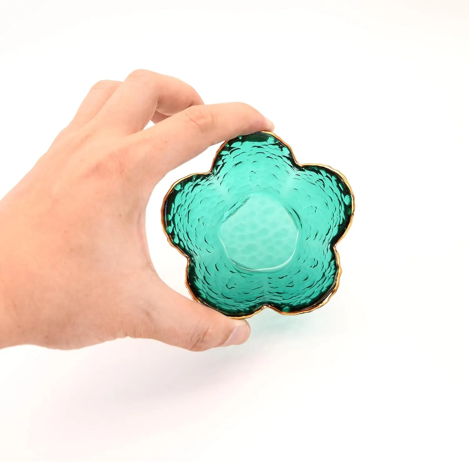 Green Flower Ring Dish Jewelry Tray, Small Glass Trinket Tray for Rings Earrings, Present for Wife Mom Daughter Women