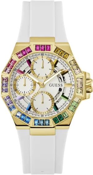 GUESS White & Gold-Tone Multifunction Watch