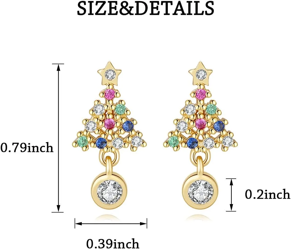 GULICX Christmas Earrings for Women, Hypoallergenic Christmas Tree Earrings, Cute Moonstone Reindeer Stud Earrings Christmas Jewelry Gifts