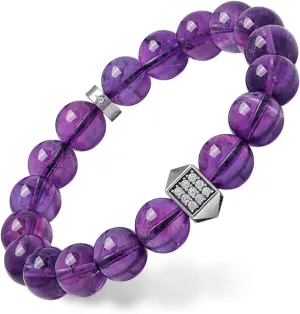 GUXI-Dreamland Genuine Amethyst Bracelet Natural Premium Gemstone Beads Pure Handmade Mens Beaded Bracelets Healing Crystals Vintage Silver Accessories Jewelry Gift Boxes