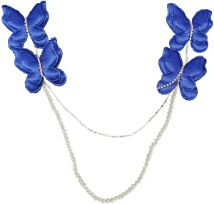 Hand-made Cute PP cotton Butterfly Brooches and Pearl Chain for Women girls Detailing Suit dress Brooch Pin T-Shirt Sweater Accessories Wedding Party Corsage