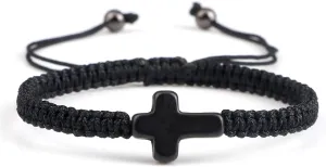 Handmade Colorful Braided Rope Cross Lucky Protection Pray String Bracelet Inspirational Religious Christian Friendship Couple Adjustable Wrist Jewelry for Women Men