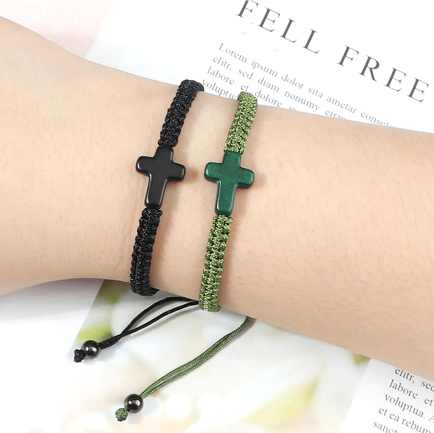 Handmade Colorful Braided Rope Cross Lucky Protection Pray String Bracelet Inspirational Religious Christian Friendship Couple Adjustable Wrist Jewelry for Women Men