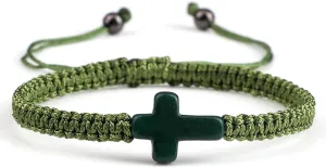 Handmade Colorful Braided Rope Cross Lucky Protection Pray String Bracelet Inspirational Religious Christian Friendship Couple Adjustable Wrist Jewelry for Women Men