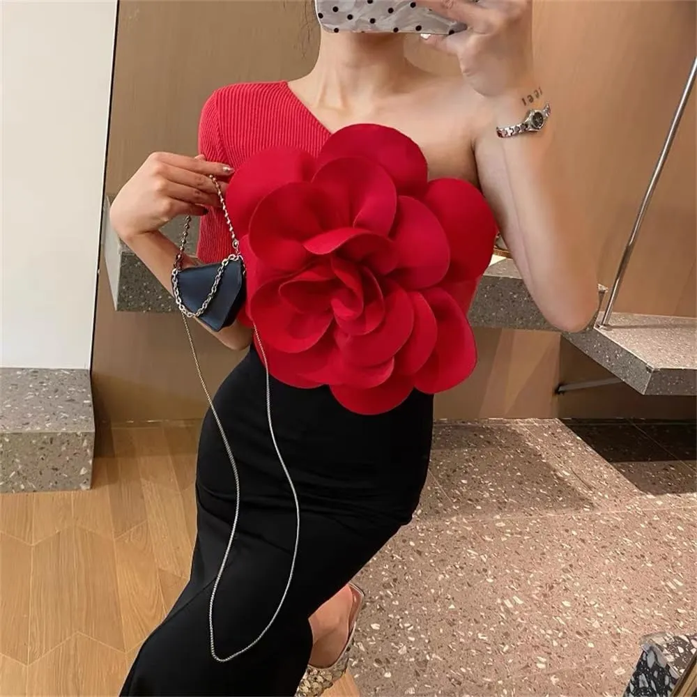 Handmade Large Flower Brooch Pin for Women Girls Fashion Dainty Layered Fabric Camellia Flowers Corsage Boutonniere Brooches Lapel Pins Elegant Wedding Holiday Party Dress Accessories 12inch