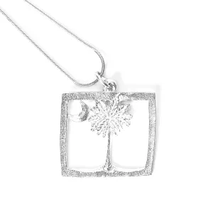 Handmade South Carolina State Flag Jewelry - SC Palmetto and Crescent Moon Pendant Necklace - Home State Charm Chains